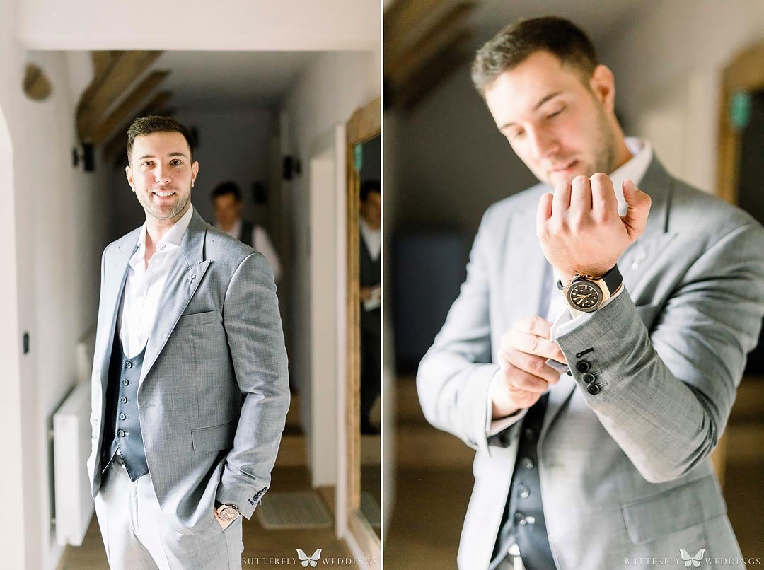 groom wedding preparations, destination wedding in Prague