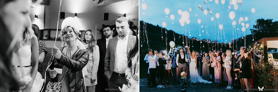 balloons with wishes, wedding, destination wedding in Prague