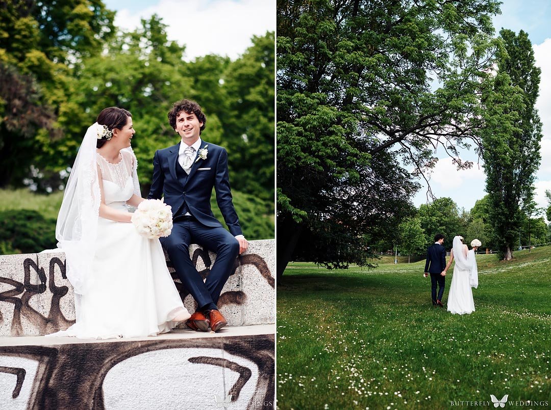 Nevěsta s ženichem focení v parku