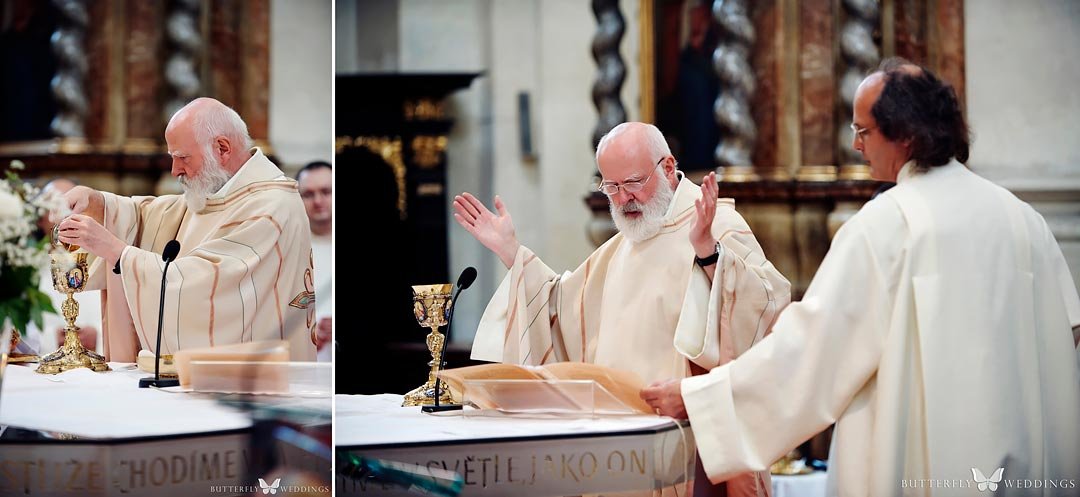 Priest at wedding ceremony
