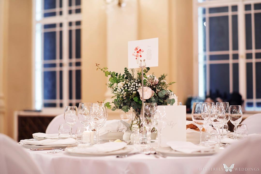 Wedding flowers and wedding set-up at Zofin Palace
