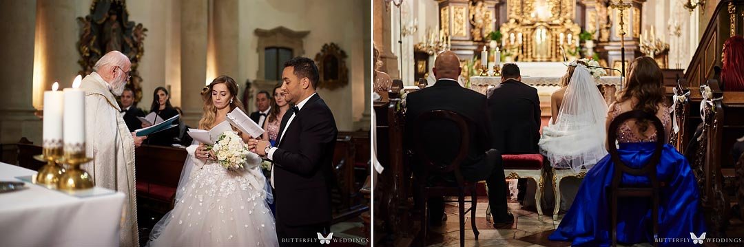 Wedding ceremony at St. Joseph church at Lesser Town in Prague