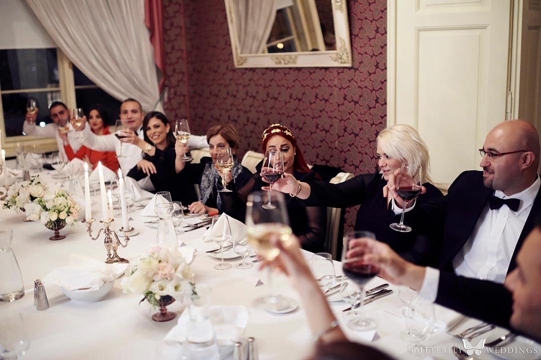 Wedding dinner in Villa Richter in Prague