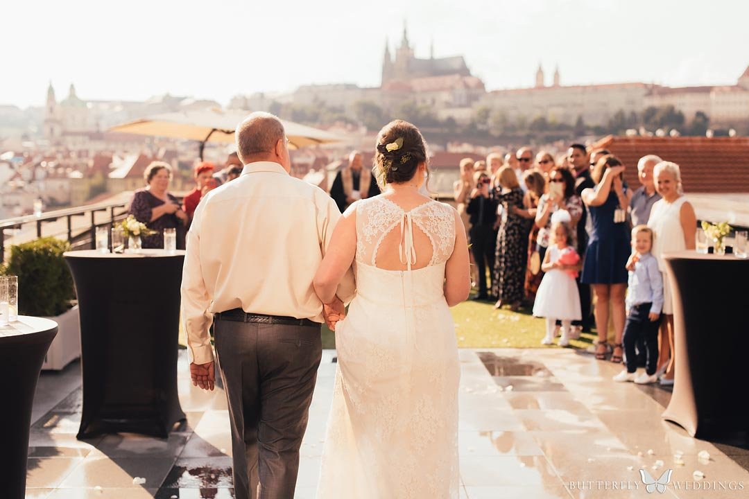 Wedding ceremony with view to Prague Castle