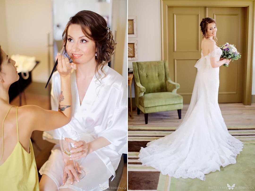 přípravy účes a líčení nevěsty