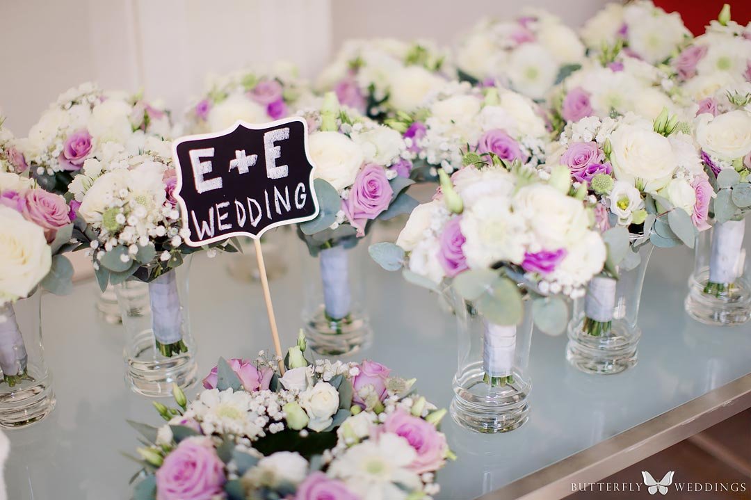 White purple wedding flowers