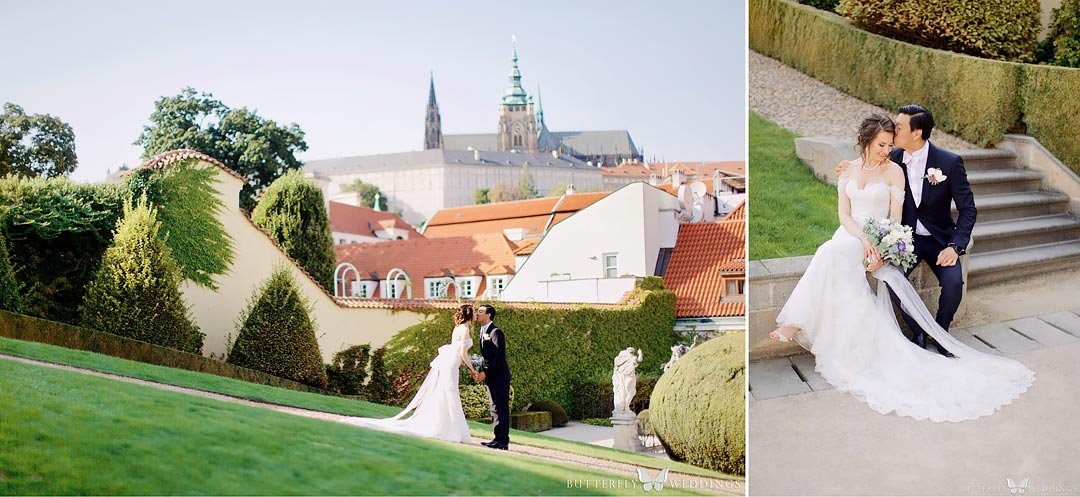 Wedding photos at Vrbovska garden in Prague
