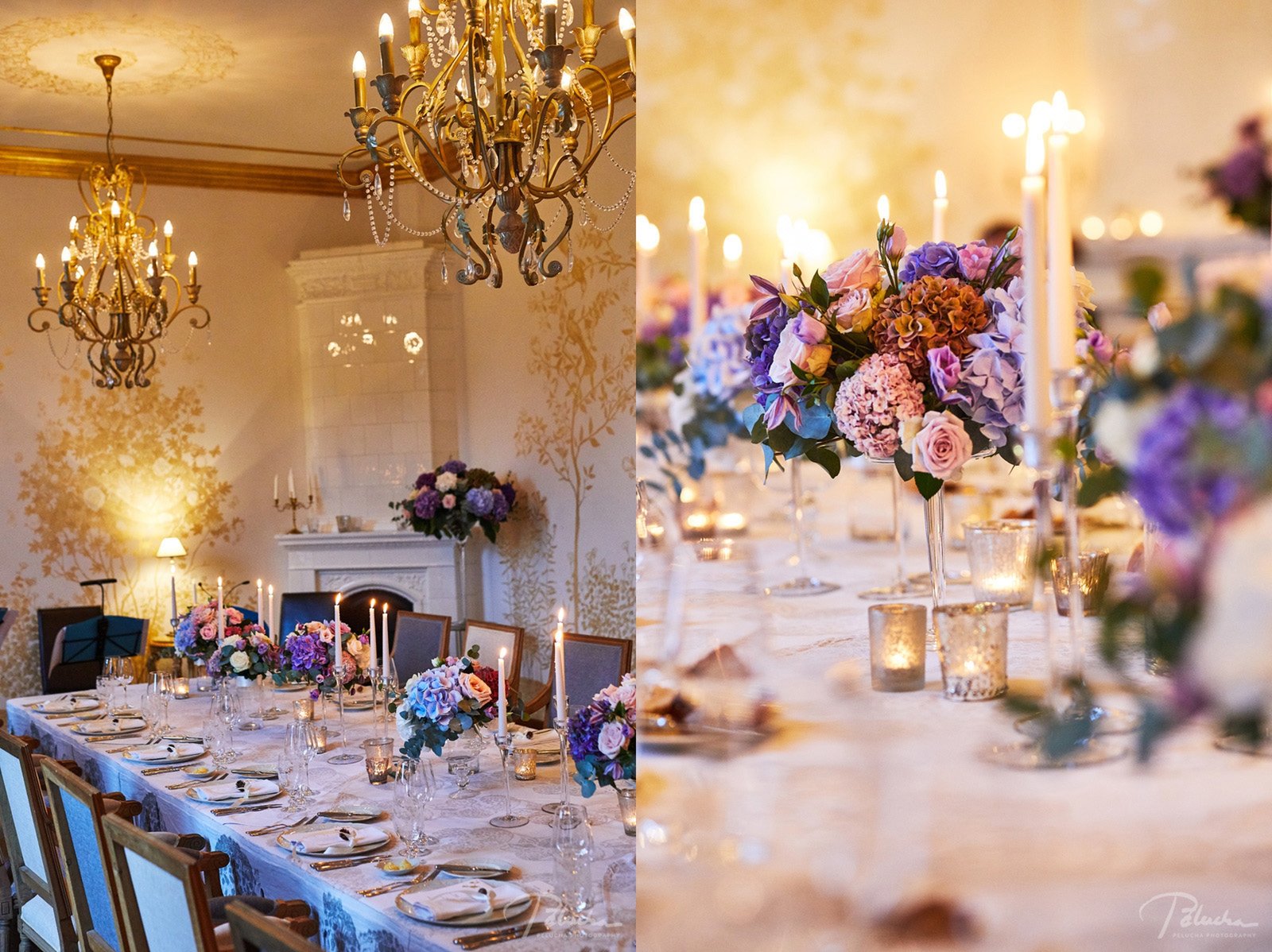 wedding purple pink flower chateau mcely