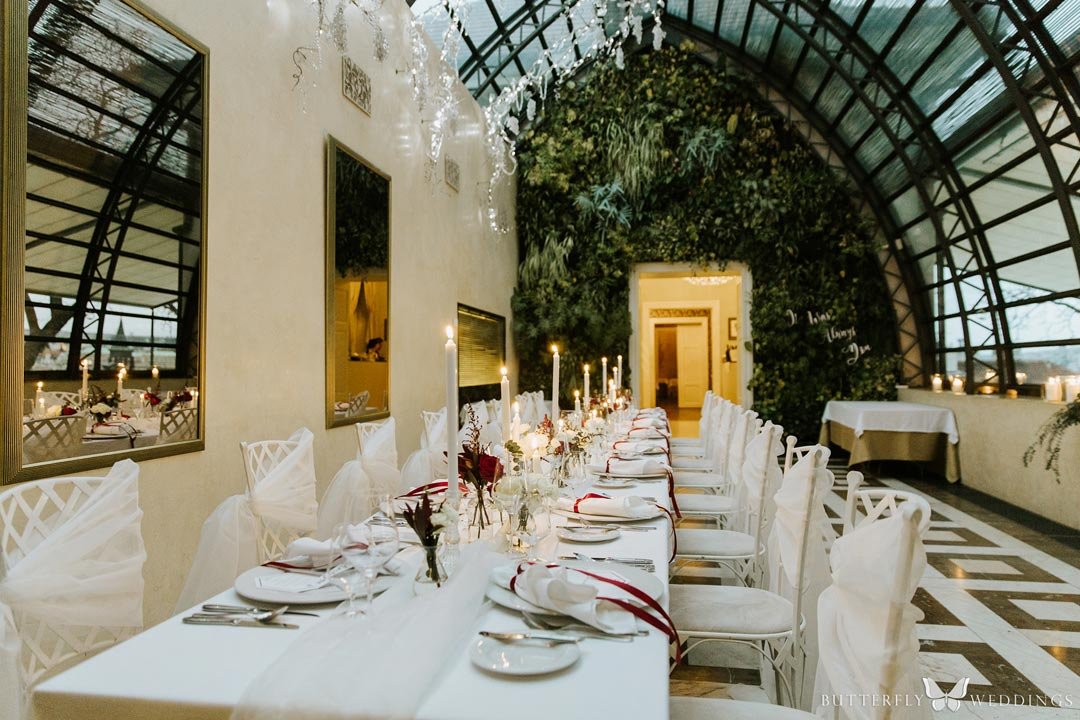 Autumn wedding in villa Richter in glasshouse, Prague