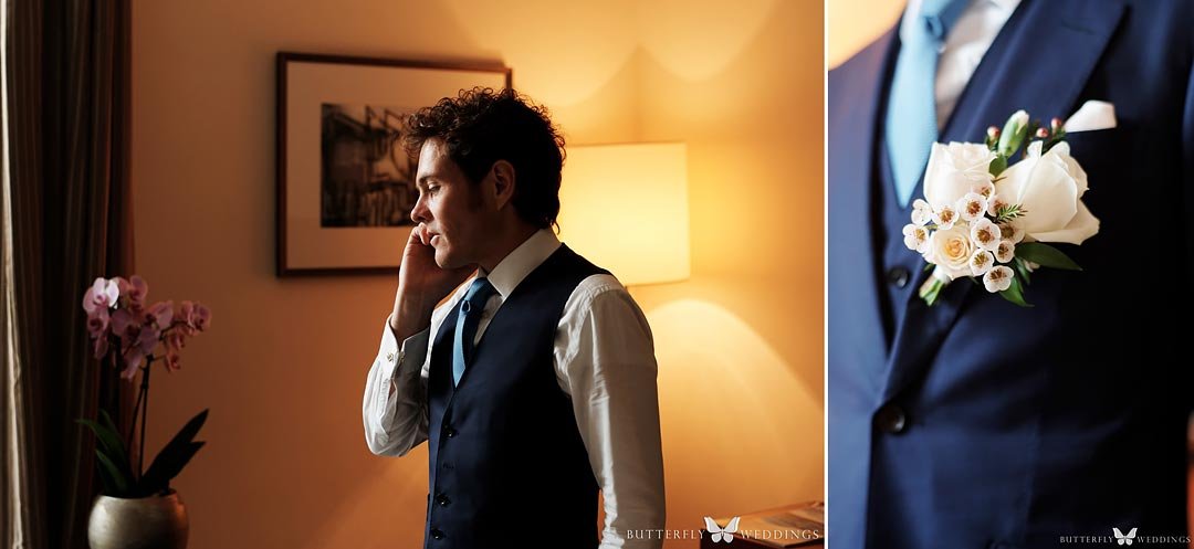 Wedding in Mandarin Oriental hotel Prague groom