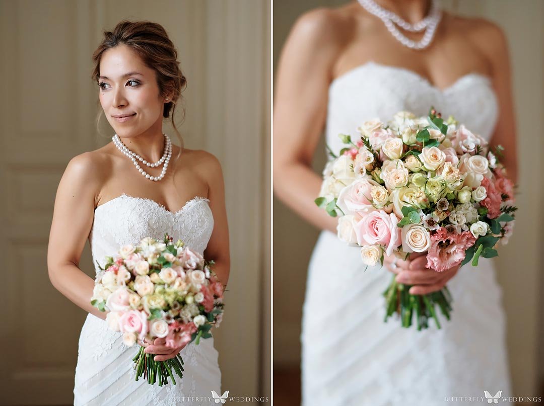 Bridal portrait and wedding bouquet Wedding in Mandarin Oriental hotel Prague