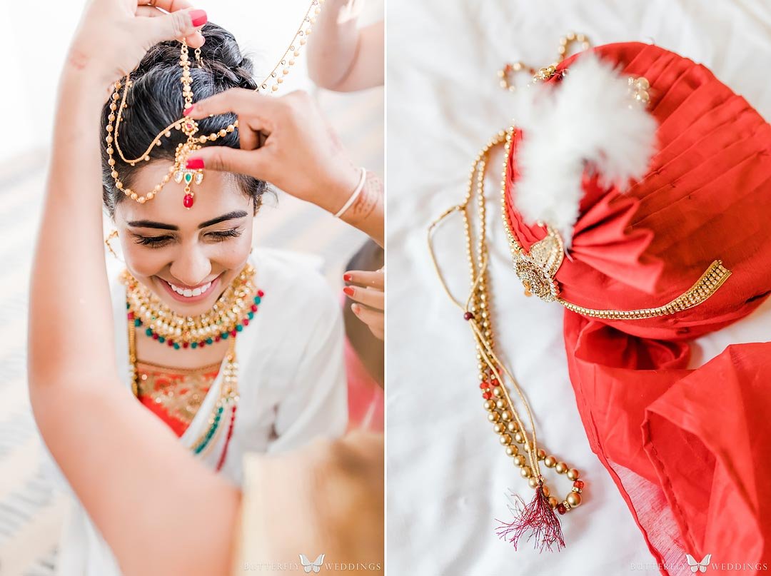Indian bride getting ready destination wedding in Prague