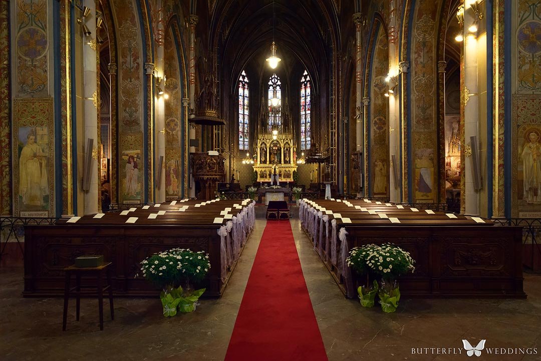 Interier of church of St. Peter and Paul at Vyšehrad, amazing church for wedding in Prague