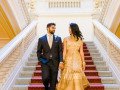 Bride and groom destination wedding in Prague National house at Vinohrady